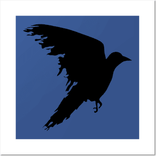 Minimalistic Torn Winged Raven Silhouette Posters and Art